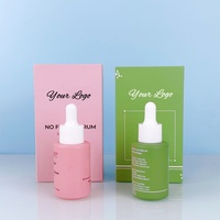 Flacon compte-gouttes en verre jaune mat 1oz 30ml 50ml pour sérum, emballage personnalisé pour huile capillaire avec boîte en papier et impression sérigraphique