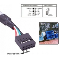 Câble d'extension USB 2.0 double port 0,3 m de qualité supérieure avec adaptateur de plaque arrière et connecteur interne 9 broches pour ordinateur de bureau
