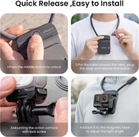 AMagisn Magnetic Invisible Hands-Free POV Neck Mount Backplate Kompatibel dengan Hero13 Insta360 untuk Osmo Pocket 4P