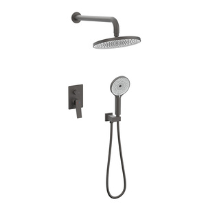 Mitigeur de douche encastré chaud/froid pour salle de bain européenne avec cartouche céramique et pommeau de douche pluie rond - Product Image 1