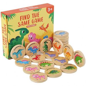 Jeu de mémoire éducatif en bois pour enfants de 4 à 9 ans : Trouvez les dinosaures identiques – Concentration et cognition amusées - Product Image 1