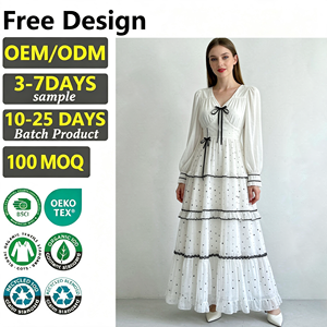 women elegant maxi <b>dress</b> <b>long</b> sleeve v neck bow star print tiered casual summer <b>dress</b> for ladies - Product Image 1