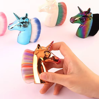 Fond de teint coloré pour brosse à poussière pour ongles à tête de poney et poudre libre en plastique Produit de beauté et de soin personnel