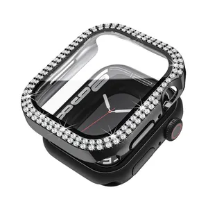 Luxury Hard PC Plating Ap Watch Cover Diamond Premium Case For Apple Watch Series 7 41 45 Mm