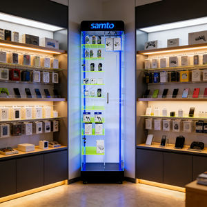 Présentoir sur pied en acrylique rotatif <span class=keywords><strong>et</strong></span> lumineux à crochets pour accessoires <span class=keywords><strong>de</strong></span> téléphonie mobile, multi-niveaux, pour la vente en magasin - Product Image 2