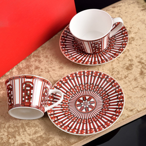 European Style Luxury Gold Edged Eco-Friendly Minimalist Bone China Afternoon <b>Tea</b> <b>Cup</b> and <b>Saucer</b> with Gift Box - Product Image 5