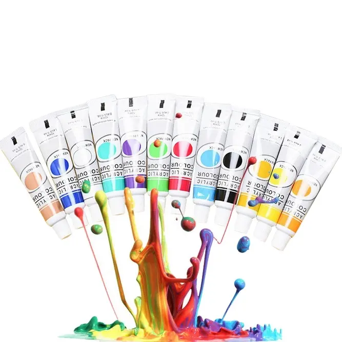 Ensemble de peinture acrylique d'artiste 12ML avec kit de pigment aquarelle 12 couleurs pour l'art