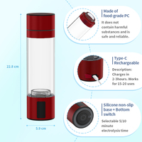 Bouteille d'eau hydrogénée alimentée par USB 5000ppb 2025 Bouteille d'eau hydrogénée portable Gourde 300ml Générateurs d'eau hydrogénée