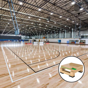 Suelo Deportivo para Cancha <span class=keywords><strong>de</strong></span> Baloncesto, <span class=keywords><strong>Madera</strong></span> Maciza <span class=keywords><strong>de</strong></span> <span class=keywords><strong>Arce</strong></span>, Sistema T&G, para Uso en Interiores, con Absorción <span class=keywords><strong>de</strong></span> Impactos - Product Image 4