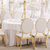 Chaise d'Hôtel Moderne en Métal Plaqué Or, Design Dossier Cercle Solaire pour Mariages, Événements, Banquets, Conférences et Restaurants