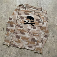 Camiseta de Hombre con Estampado Digital 3D de Calavera Punk, Estilo Vintage, Camuflaje, Cuello Redondo, Personalizada, de Alta Calidad