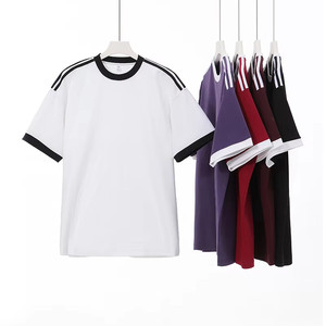 <span class=keywords><strong>Camiseta</strong></span> <span class=keywords><strong>de</strong></span> manga corta con cuello redondo y bloques <span class=keywords><strong>de</strong></span> color <span class=keywords><strong>de</strong></span> 240 g, <span class=keywords><strong>nueva</strong></span> colección primavera/verano, <span class=keywords><strong>de</strong></span> marca <span class=keywords><strong>de</strong></span> moda, con doble barra y hombros caídos, top refrescante para hombre. - Product Image 1