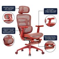 Chaise de bureau ergonomique haut de gamme en maille avec repose-pieds, accoudoirs 5D, support lombaire à ailettes et dossier haut pour cadre dirigeant