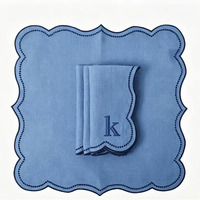 Ensemble de serviettes en coton de couleur unie avec couleurs/logos personnalisés, style nordique avec bordure brodée festonnée pour hôtel, ensemble de napperons de mariage