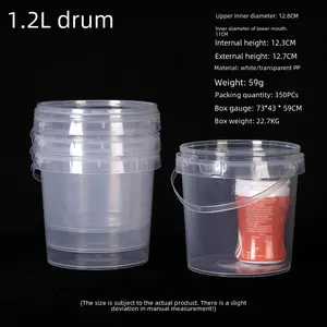 Balde de plástico PP de qualidade alimentar selado circular com tampa 0.15L branco transparente com tampa balde de armazenamento de água