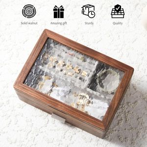 Black Walnut Wood Double Layer Jewelry <b>Box</b> With Drawers Magnetic Closure For Necklaces Rings <b>Earrings</b> Bracelets Watches Glasses - Product Image 4