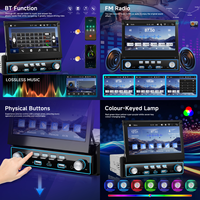 Lecteur MP5 pour voiture Podofo Single Din 7 pouces, Carplay sans fil, Android Auto, autoradio rétractable, Bluetooth, FM, Type-C/USB, OEM/ODM