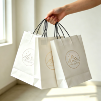 Sac en papier kraft brun personnalisé avec logo pour restaurant, vente au détail, livraison à emporter, emballage alimentaire, pain, SOS