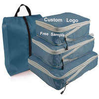 4 jeux de cubes d'emballage avec sac à chaussures Sacs de compression de voyage en nylon Organisateurs de bagages étanches Logo personnalisé Vente en gros
