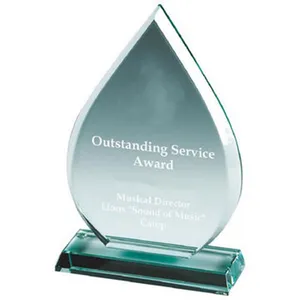 कस्टम डिजाइन पानी की बूंद आकार सियान हरे कांच खत्म पारदर्शिता क्रिस्टल Tropy पुरस्कार - Product Image 1