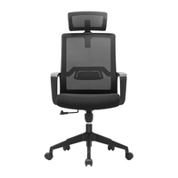 Chaise de bureau ergonomique moderne noire pivotante à roulettes pour la maison, chaise de travail informatique réglable en maille ergonomique