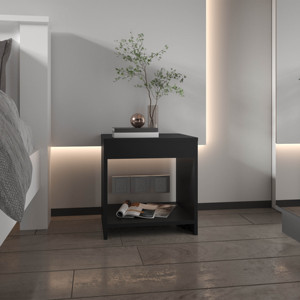 <b>Night</b> Table 16.5 H Black With Shelf For Bedroom Storage - Product Image 1