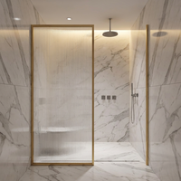 Porte de douche en verre avec cadre en aluminium doré, panneau de verre simple pour toilettes
