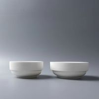 Bol à soupe rond de 5/5,5 pouces, assiette basse coréenne en céramique blanche, pour dîner, dessert, riz, en porcelaine