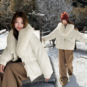 Chaqueta Acolchada de Algodón Grueso Impermeable para Mujer, Invierno 2025, Estilo Europeo Americano, Personalizada, con Capucha Corta y Cuello de Piel Sintética - Product Image 5