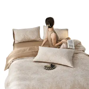 Conjunto de cuatro piezas de algodón para lavado de madres e hijos, ropa de cama de jacquard, 100% algodón, edredón para dormir desnudo - Product Image 1