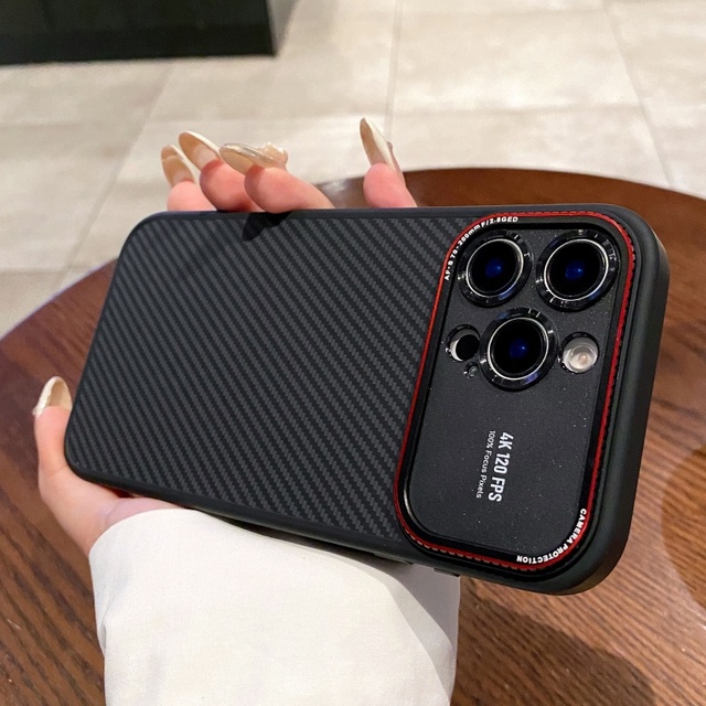 New Matte Carbon Fiber Texture Magnetic Cell Phone Case for iPhone 14 15 16 Pro Max Full Lens Protection Hard PC Back Cover
