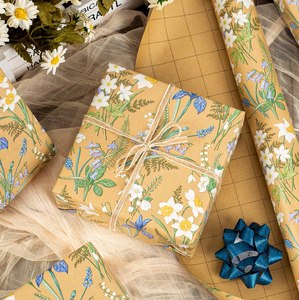 Floral <b>Pattern</b> Kraft Gift Wrapping <b>Paper</b> Double Sided Coated Eco-Friendly for Gift and Craft Use Roll Style - Product Image 2