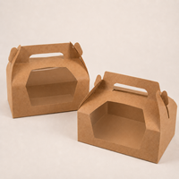 Boîte à gâteau en papier kraft brun naturel, écologique, de qualité alimentaire, avec logo personnalisé, pour pâtisserie, dessert, à emporter, avec poignée