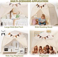 Tente de jeu extra large pour enfants avec drapeaux et lumières étoiles, tente tipi portable et pliable, tente dôme pour jeux d'enfants