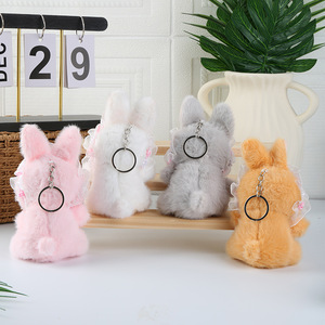 Nhồi bông thỏ động vật sang trọng Bunny Keychain vườn ren headscarf tai dài peluches plushie đồ chơi Bunny Thỏ dây đeo chìa khóa - Product Image 2