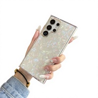 Coque de téléphone transparente antichoc à couverture intégrale avec cadre électroplaqué à motif en TPU compatible avec S26 Ultra et S25 Edge