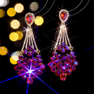 Pendientes de botón de cristal de colores con diamantes de imitación, estilo europeo americano, accesorios de oreja exagerados, pendientes de moda para espectáculos de bikini - Product Image 3