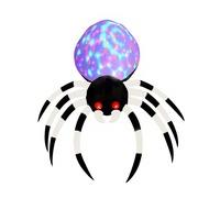 Décoration d'Halloween pour adultes, araignée gonflable de 6 pieds, lumières LED colorées, yeux rouges brillants, sans batterie, décorations intérieures/extérieures