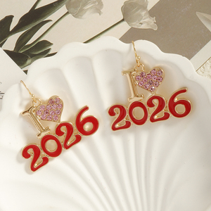 I Heart 2026 Boucles d'oreilles Bijoux en alliage à la mode pour les occasions spéciales Cadeau de nouvel an parfait et autres boucles d'oreilles de mode - Product Image 3