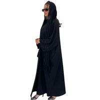 Ensemble robe Abaya HANO Dubaï avec écharpe, robe brodée noire pure, ensemble hijab, vêtements islamiques pour femmes musulmanes