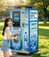 Máquina Expendedora de Agua Fría y a Temperatura Normal con Soporte para Escaneo de QR/Billetes/Monedas/Tarjetas IC