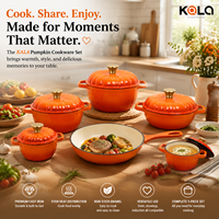 Ensemble de casseroles Pumpkin Cookware en fonte émaillée avec couvercles en forme de citrouille, comprenant une casserole orange et une poêle à frire, cadeau de cuisine