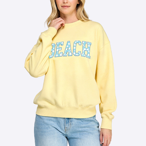 <span class=keywords><strong>Sweat</strong></span>-shirt surdimensionné à col rond pour <span class=keywords><strong>femme</strong></span>, à manches longues, avec logo personnalisé, motif à carreaux et pois, broderie de lettres, vente en gros - Product Image 2