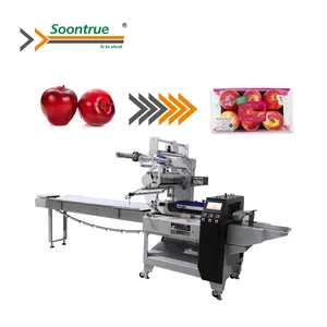 Automatische Stroom Horizontale Wortelsla Fruit-En Groentestroom Verpakkingsmachine Met Dienblad