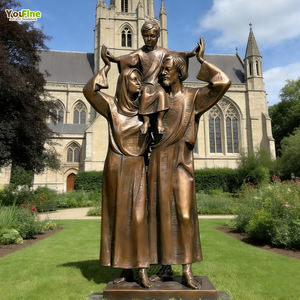 YOUFINE Statues de la Sainte Famille en bronze grandeur nature, décor religieux d'église antique, avec l'enfant Jésus, à vendre - Product Image 1