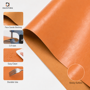 Tissu en cuir PU brillant effet huile cirée, avec envers en faux daim, matière synthétique végétalienne pour sacs, canapés, têtes de lit, revêtements, rouleaux en gros - Product Image 3