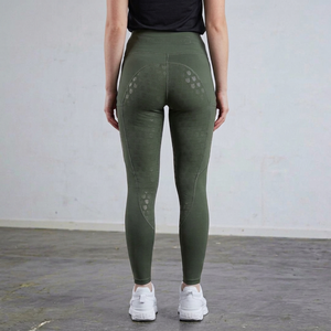 Pantalon d'équitation taille haute vert olive avec design intégral sur le siège, en Spandex, pour femme - Product Image 1