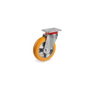 TELLURE ROTA - 655926 TR polyurethane wheels with ergonomic round profile, aluminium centre, swivel extra-<b>heavy</b> <b>duty</b> <b>bracket</b> (EP - Product Image 1