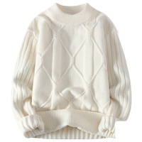 Pull doux et confortable pour homme, tendance automne, col rond, tricot torsadé, coupe ample, couche de base chaude, pour adolescents et hommes