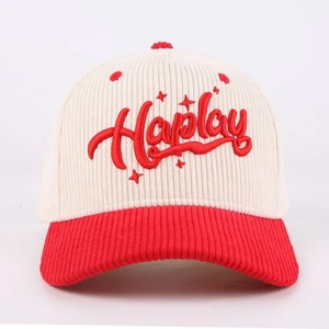 High Quality Unisex <b>Waterproof</b> 6-Panel Baseball Caps Wholesale Embroidered Vintage Two Tone Corduroy <b>Hat</b> - Product Image 4